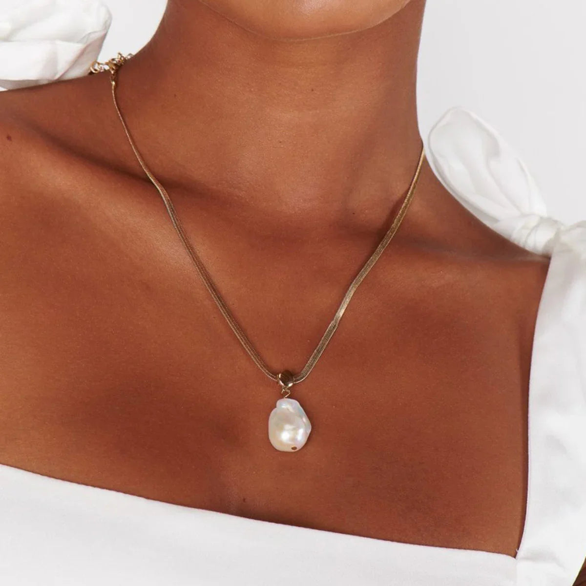 [Raffine]Glorietta Herringbone Pearl Necklace