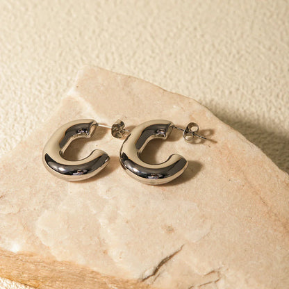 [Raffine]Alera Silver Hoops