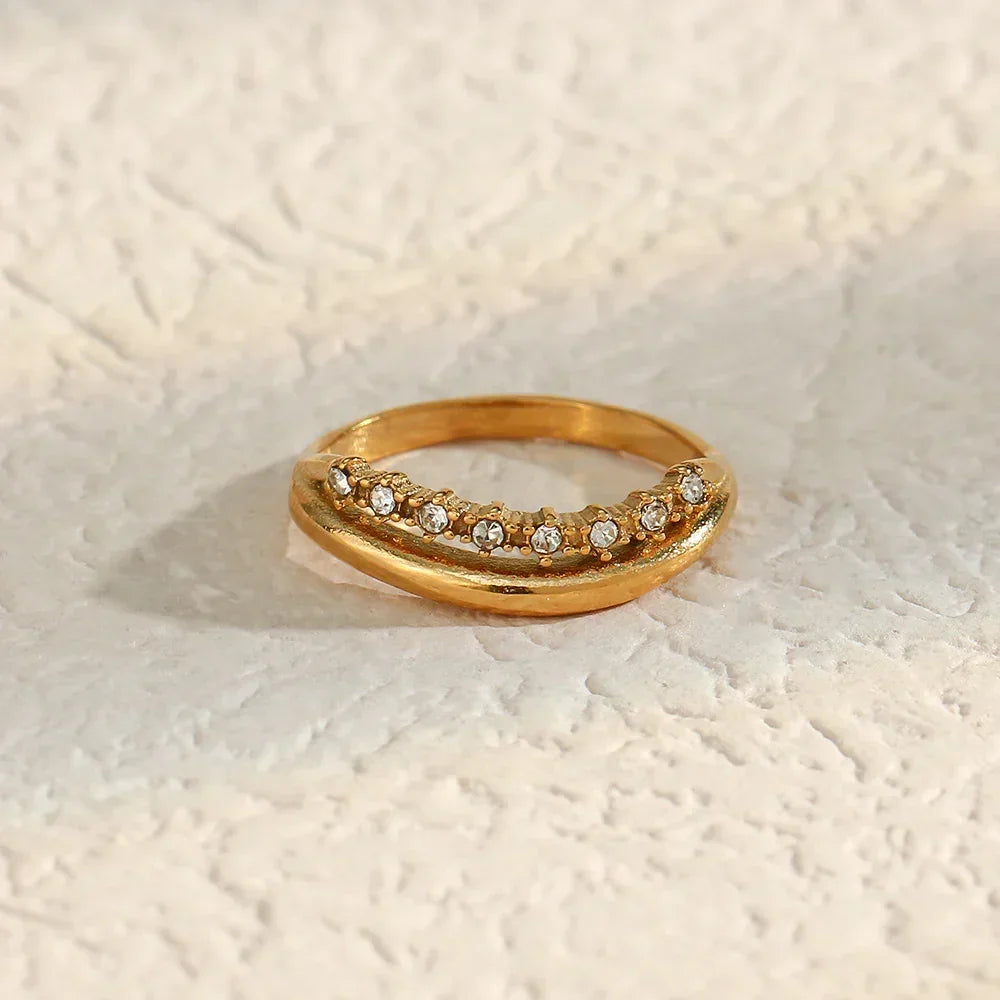 [Raffine]Adeline Diamond Simulant Gold Ring