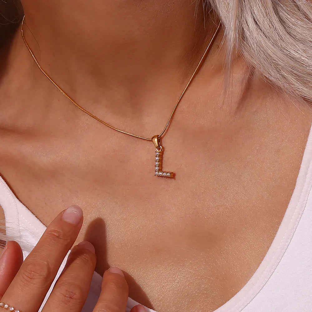 [Raffine]Augustine Initial Letter Pearl Necklace