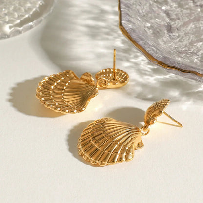 [Raffine]Sandy Gold Seashell Earrings