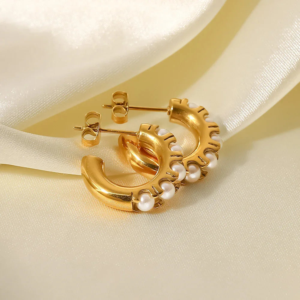 [Raffine]Irene Pearl Hoop Earrings