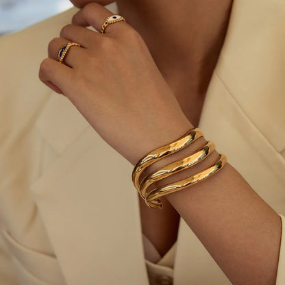 [Raffine]Meredith Triple Layer Gold Bangle