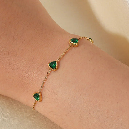 [Raffine]Francia Green Heart Bracelet