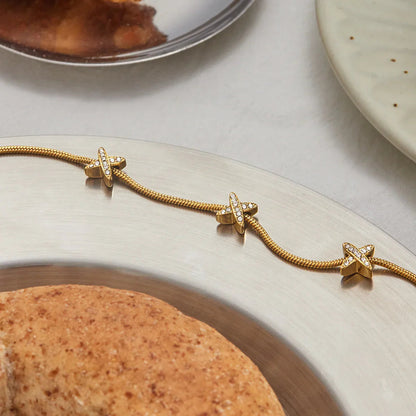 [Raffine]Brienne Diamond Cross Herringbone Bracelet