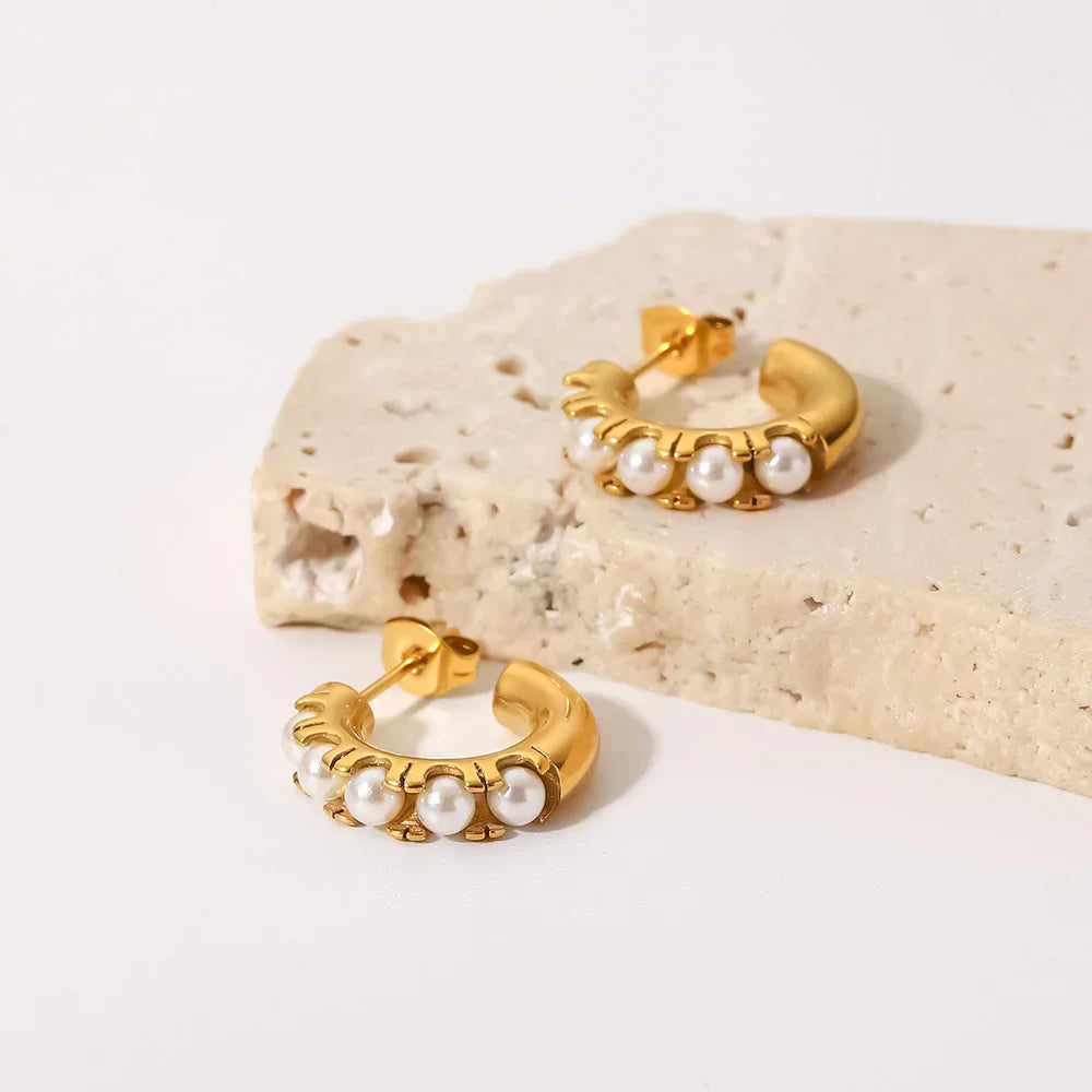 [Raffine]Irene Pearl Hoop Earrings
