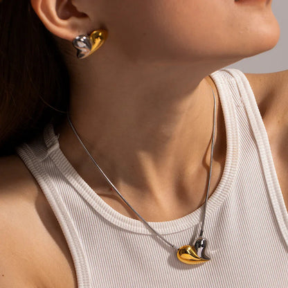 [Raffine]Dorothea Two Tone Heart Necklace