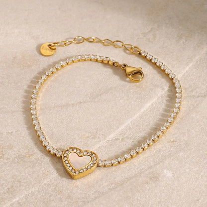 [Raffine]Cameron Diamond Heart Tennis Bracelet