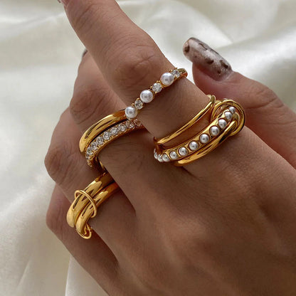 [Raffine]Mikayla Stacked Freshwater Pearl Ring