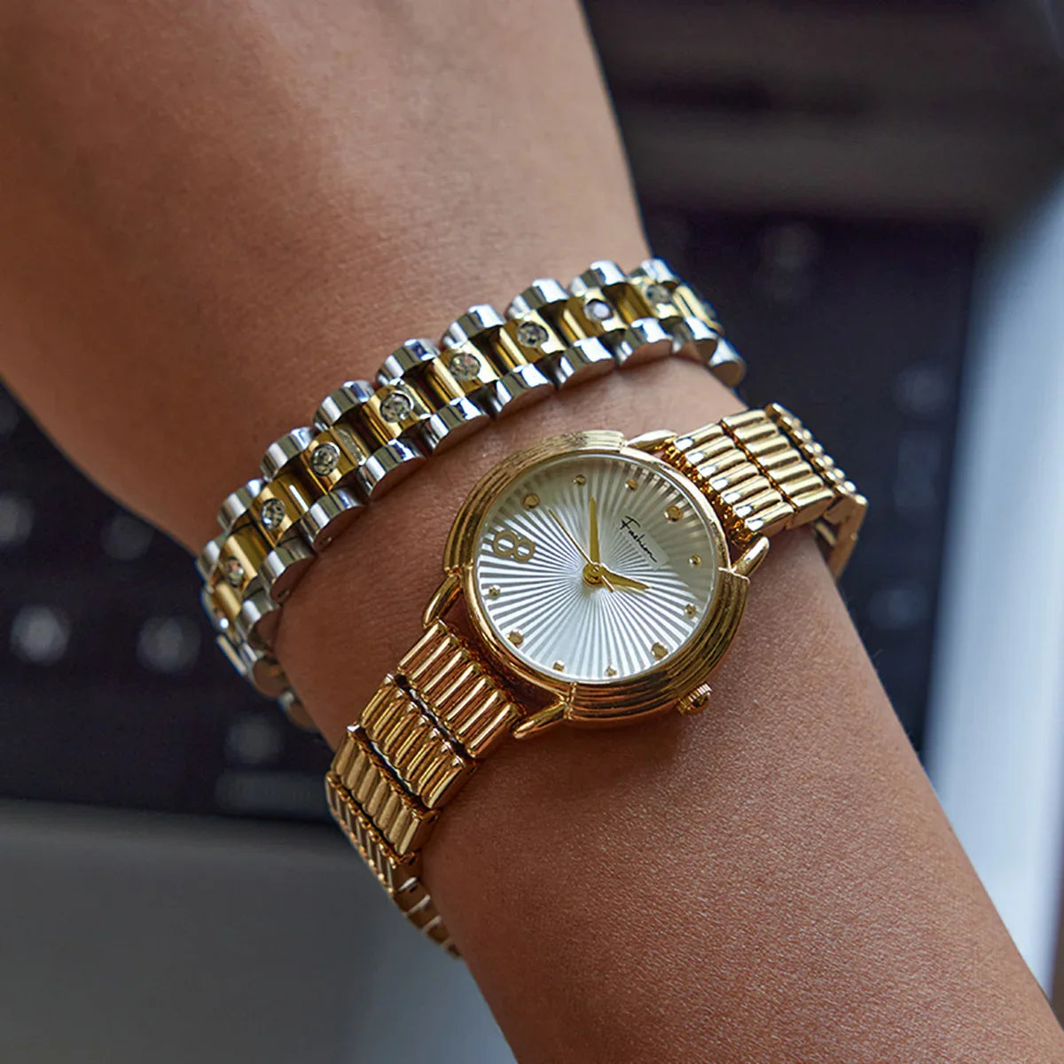 [Raffine]Gold Watchband Bracelet