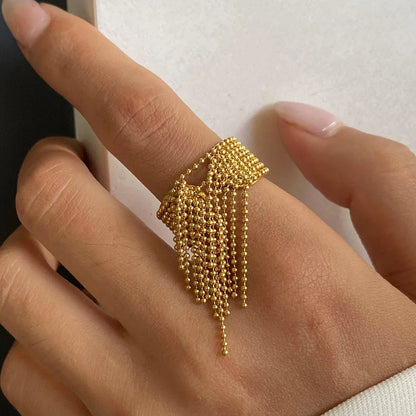 [Raffine]Krystelle Gold Tassel Ring
