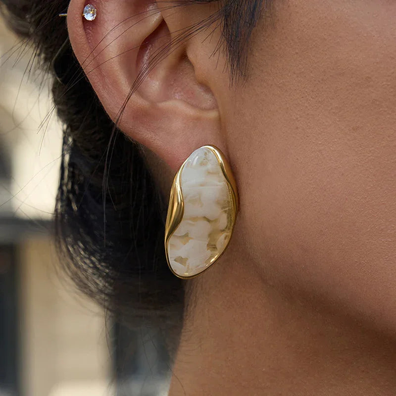 [Raffine]Amelise Polished Gemstone Earrings