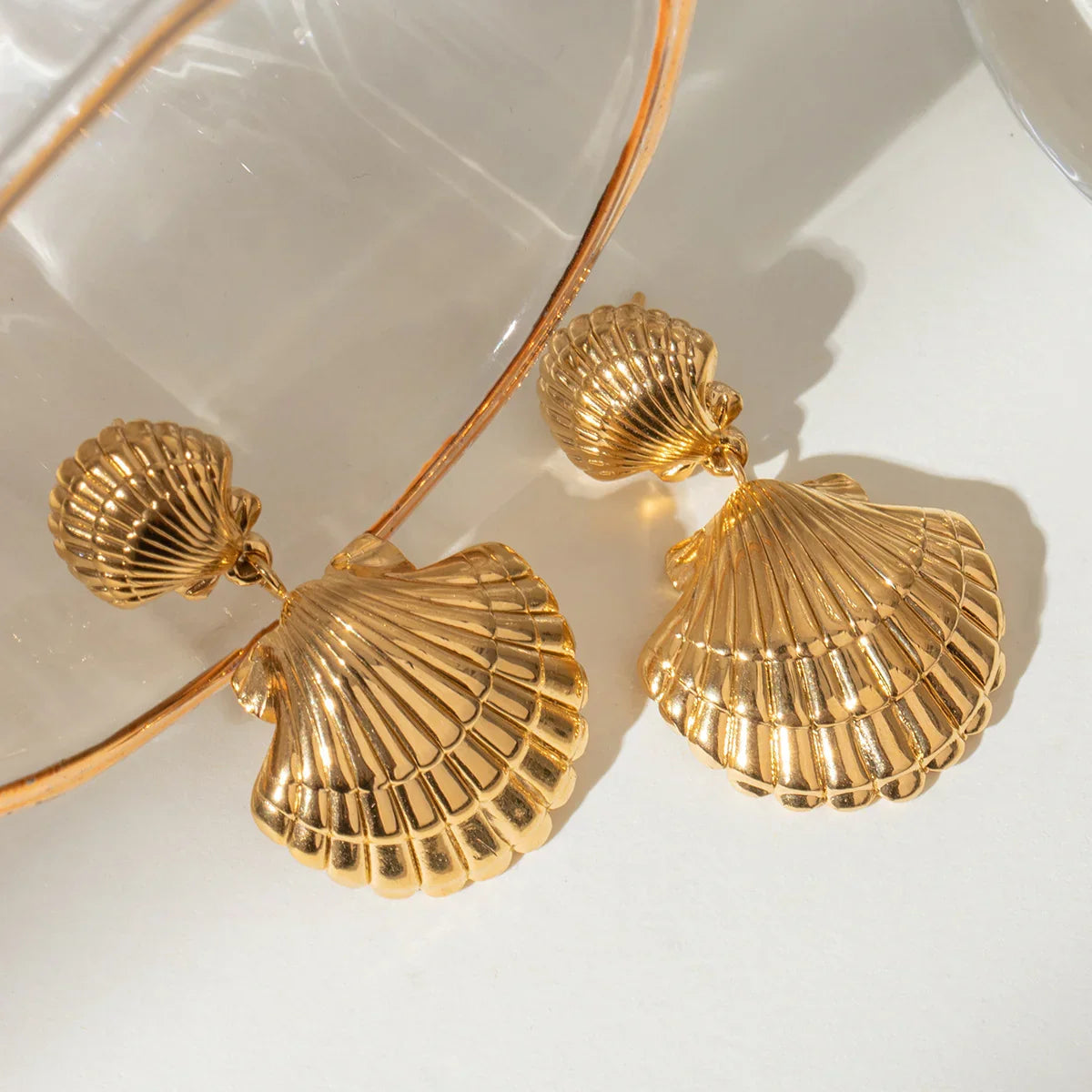[Raffine]Sandy Gold Seashell Earrings