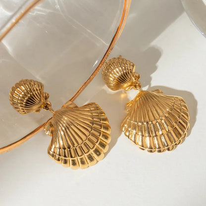 [Raffine]Sandy Gold Seashell Earrings