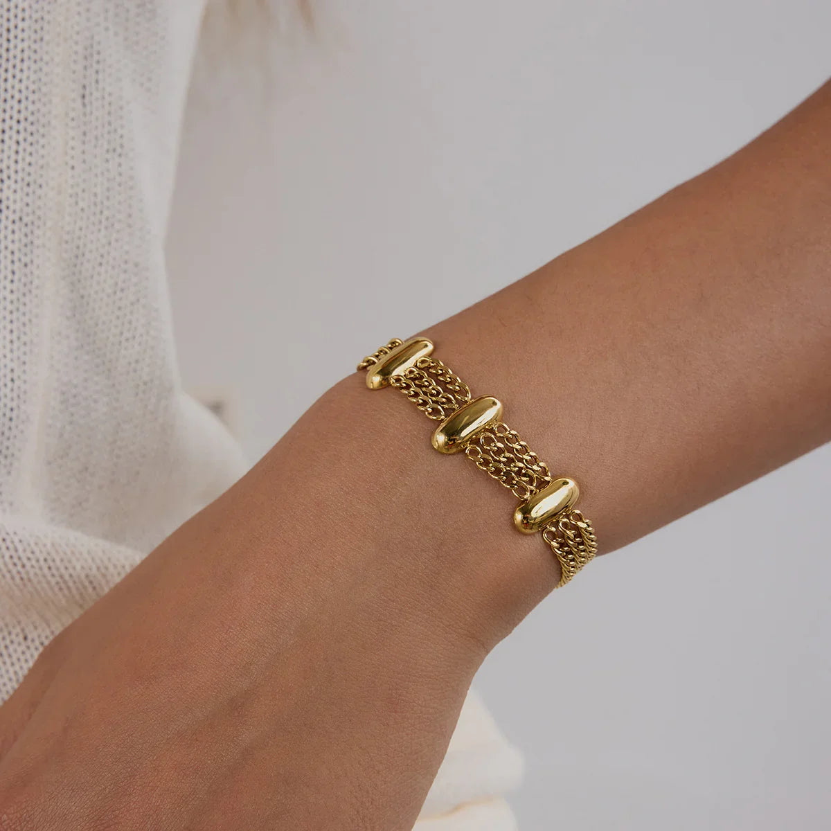 [Raffine]Kathleen Layered Chain Gold Bracelet