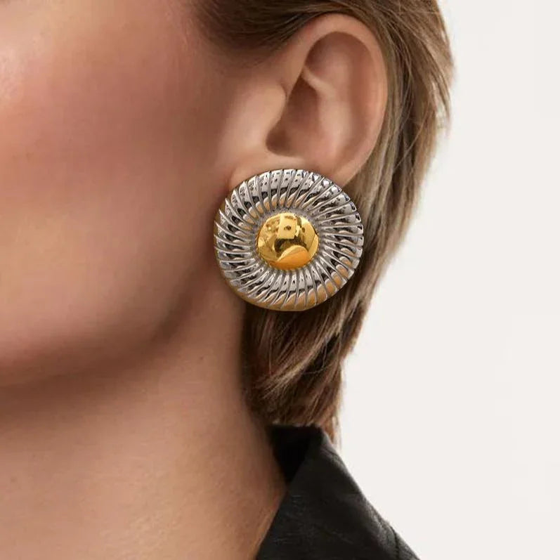 [Raffine]Summers Gold Button Earrings