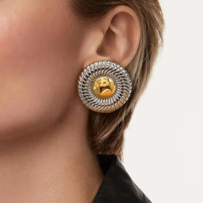 [Raffine]Summers Gold Button Earrings