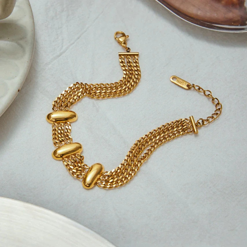 [Raffine]Kathleen Layered Chain Gold Bracelet