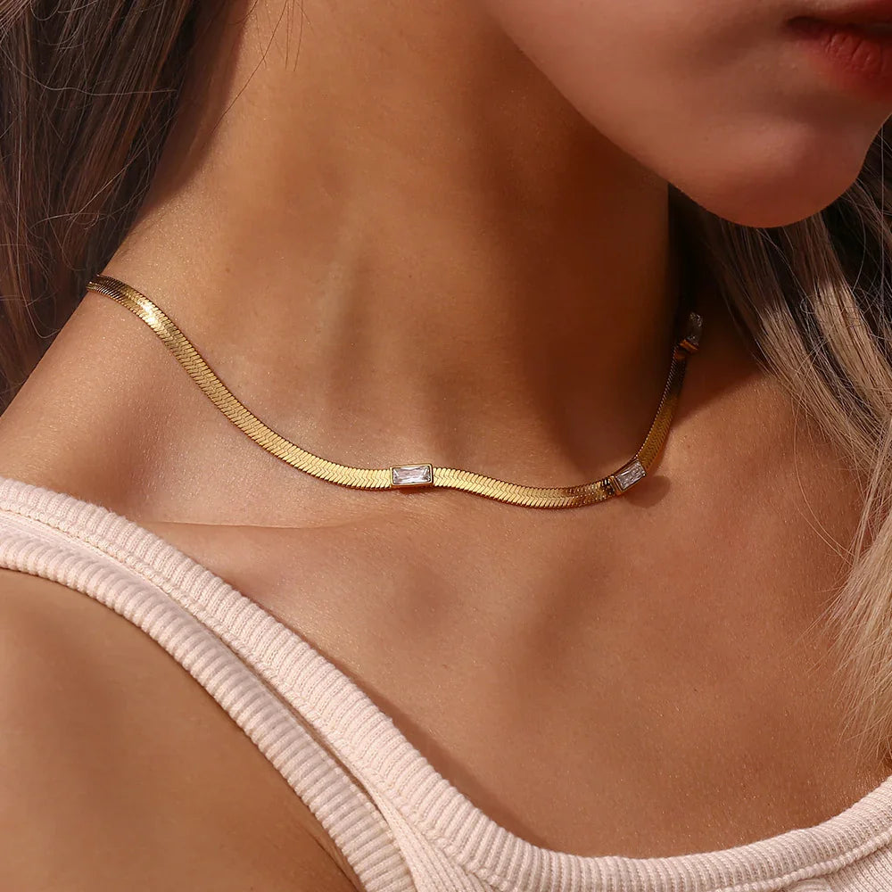 [Raffine]Eve Herringbone Gold Necklace