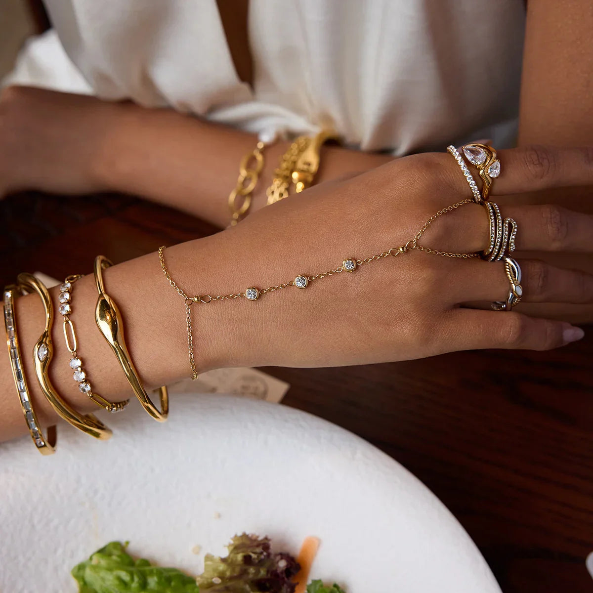 [Raffine]Grace Gold Diamond Bangle