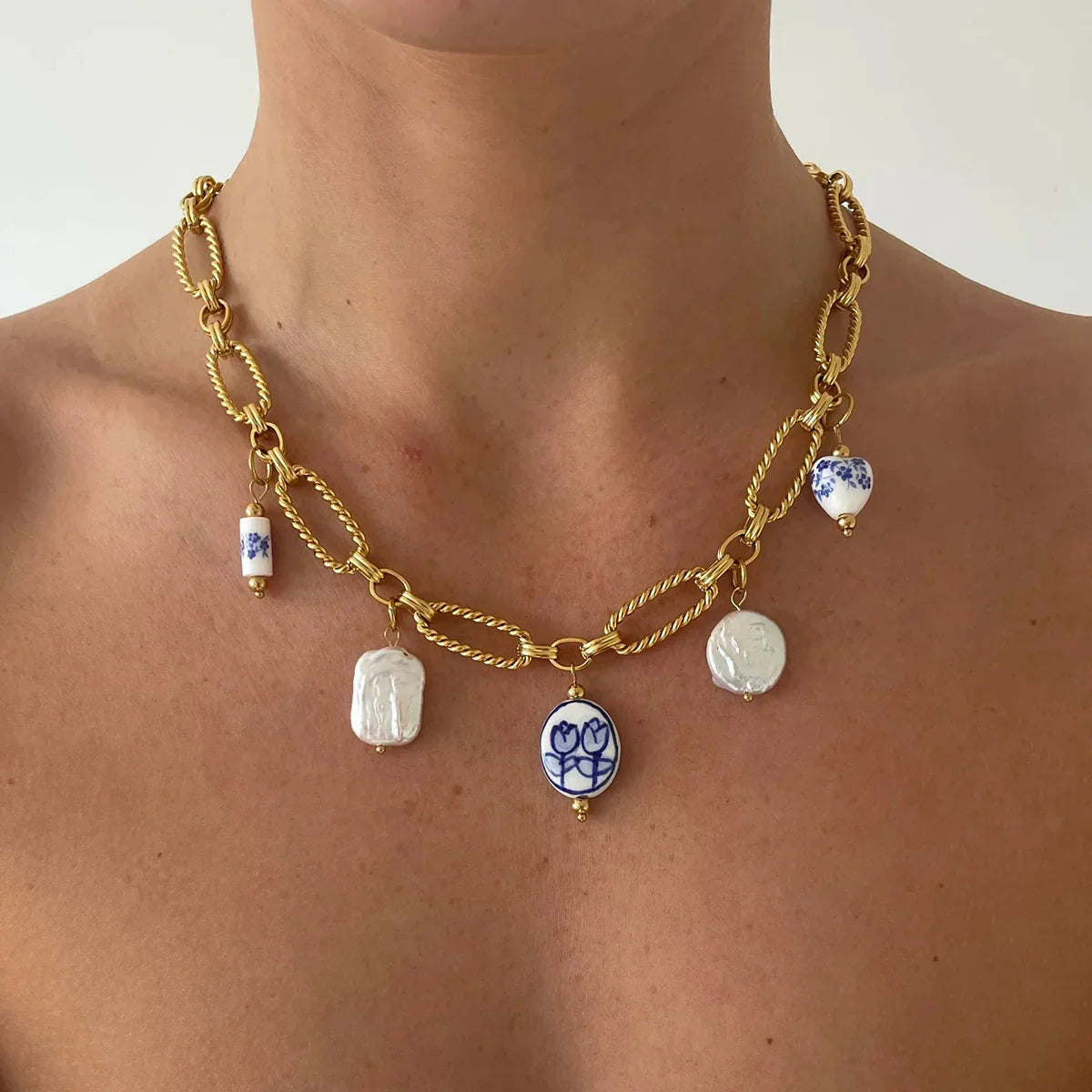 [Raffine]Cerulean Freshwater Pearl Necklace