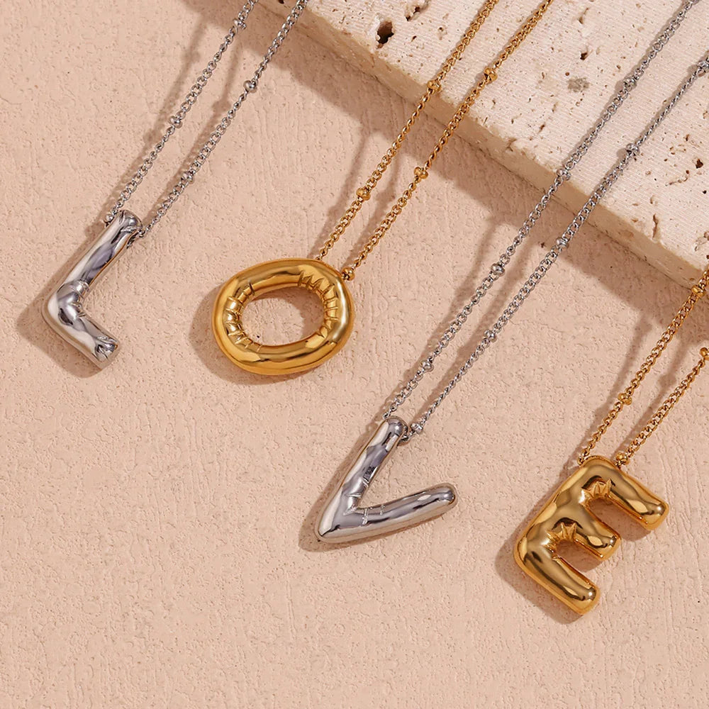 [Raffine]Balloon Gold Initial Necklace