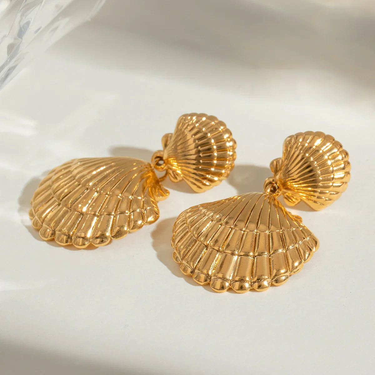 [Raffine]Sandy Gold Seashell Earrings