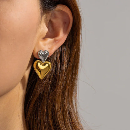 [Raffine]Zofia Two Tone Heart Earrings