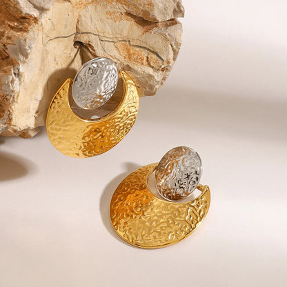 [Raffine]Shelly Two Tone Crescent Earrings