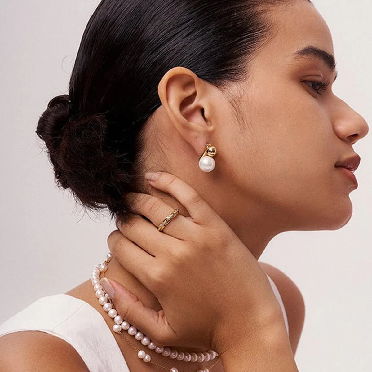 [Raffine]Nautica Dome Pearl Earrings