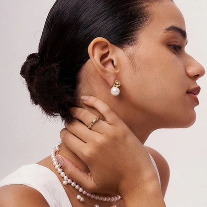 [Raffine]Nautica Dome Pearl Earrings