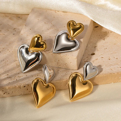 [Raffine]Zofia Two Tone Heart Earrings