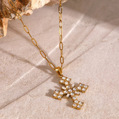 [Raffine]Divina Crystal Cross Necklace