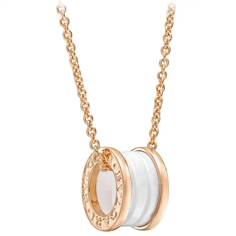 [Raffine]ZERO 1 WHITE CERAMIC PINK GOLD DIAMOND NECKLACE