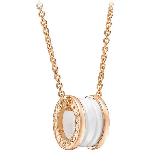 [Raffine]ZERO 1 WHITE CERAMIC PINK GOLD DIAMOND NECKLACE