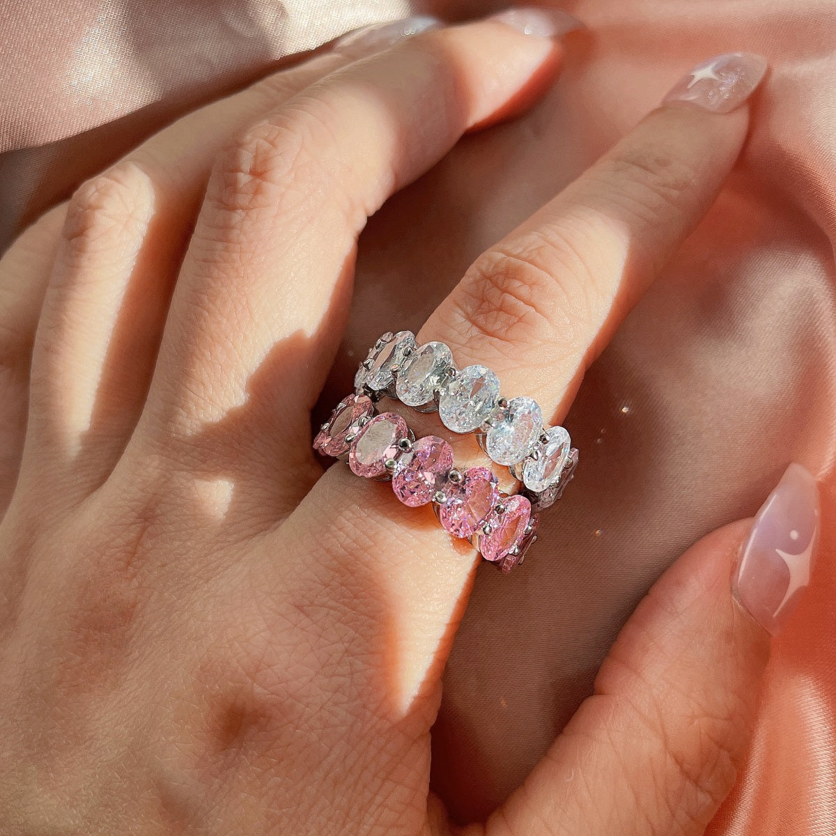 [Raffine] Anillo de tenis de corte cojín alargado y delicado