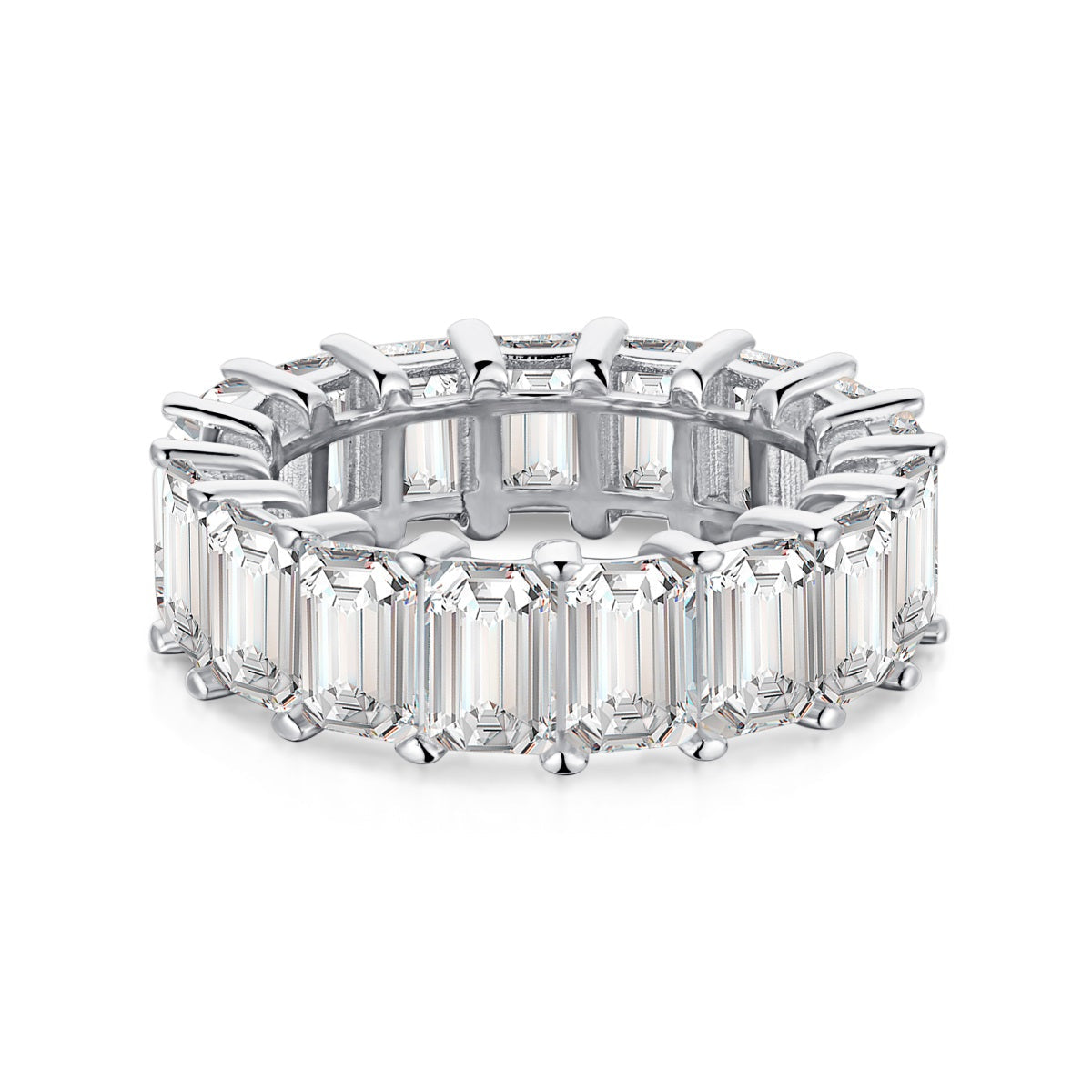 [Raffine] Anillo de tenis elegante de talla esmeralda de 0,75 quilates