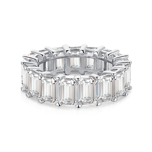 [Raffine] Anillo de tenis elegante de talla esmeralda de 0,75 quilates