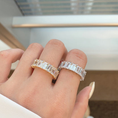[Raffine] Anillo de tenis elegante de talla esmeralda de 0,75 quilates