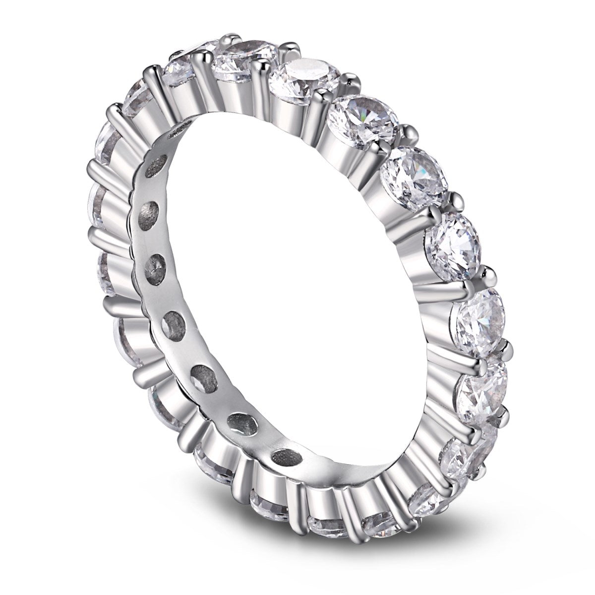 [Raffine] Anillo de tenis de corte redondo brillante