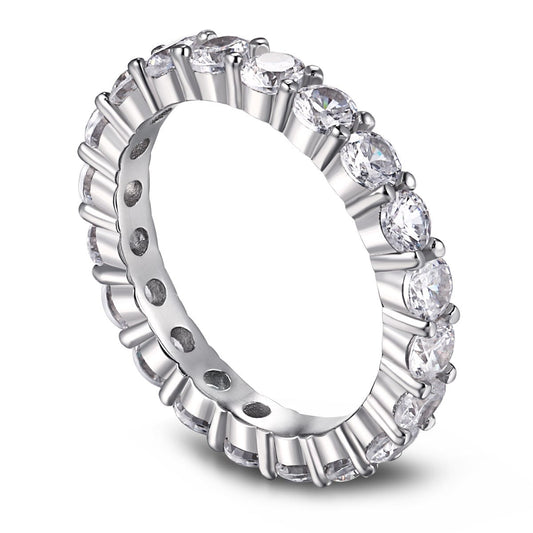 [Raffine] Anillo de tenis de corte redondo brillante