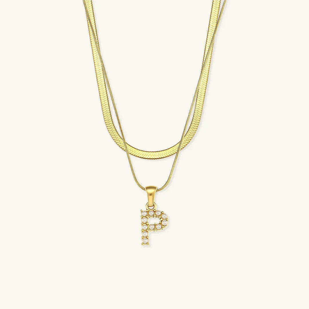 [Raffine]Fiona Layered Gold Initial Letter Necklace