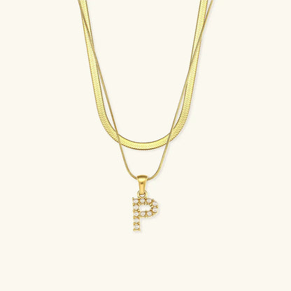 [Raffine]Fiona Layered Gold Initial Letter Necklace