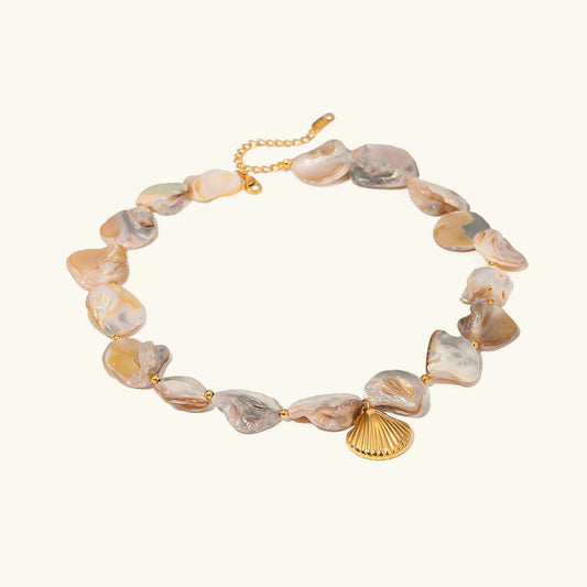 [Raffine]Aquamarine Seashell Necklace