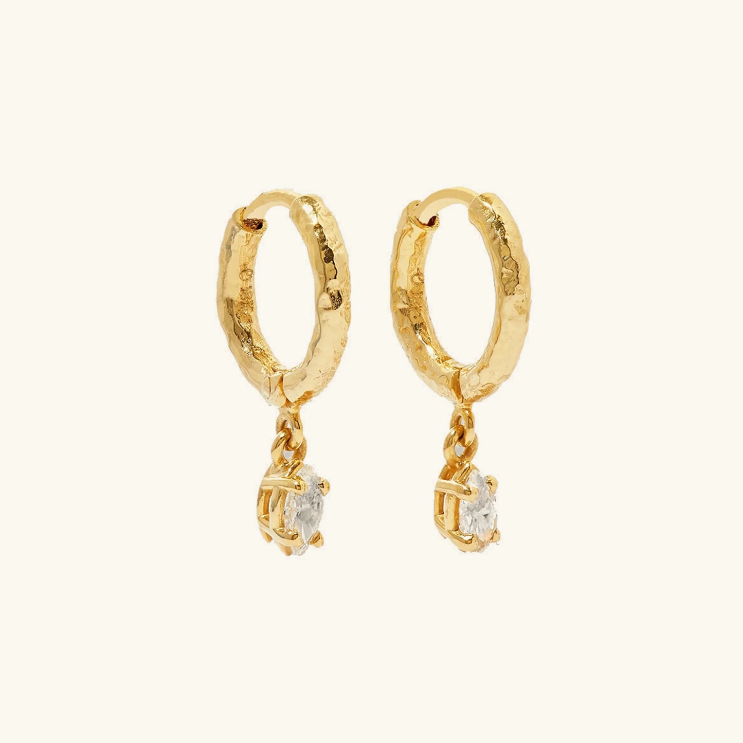 [Raffine]Shayla Hammered Diamond Hoops