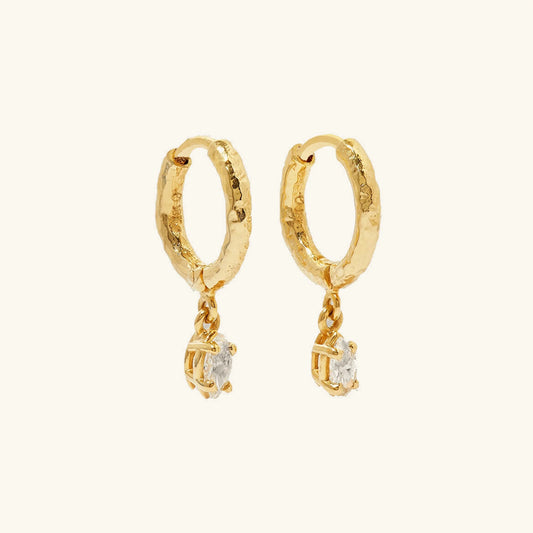 [Raffine]Shayla Hammered Diamond Hoops