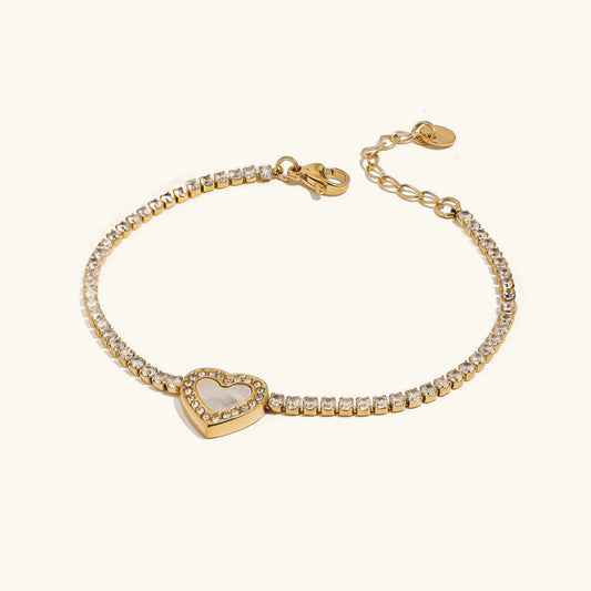 [Raffine]Cameron Diamond Heart Tennis Bracelet