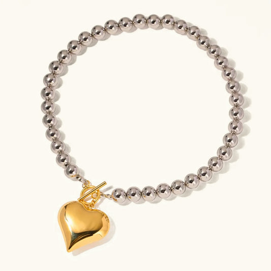 [Raffine]Alicia Chunky Bead Heart Pendant