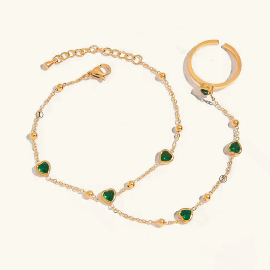 [Raffine]Gladys Emerald Heart Hand Chain