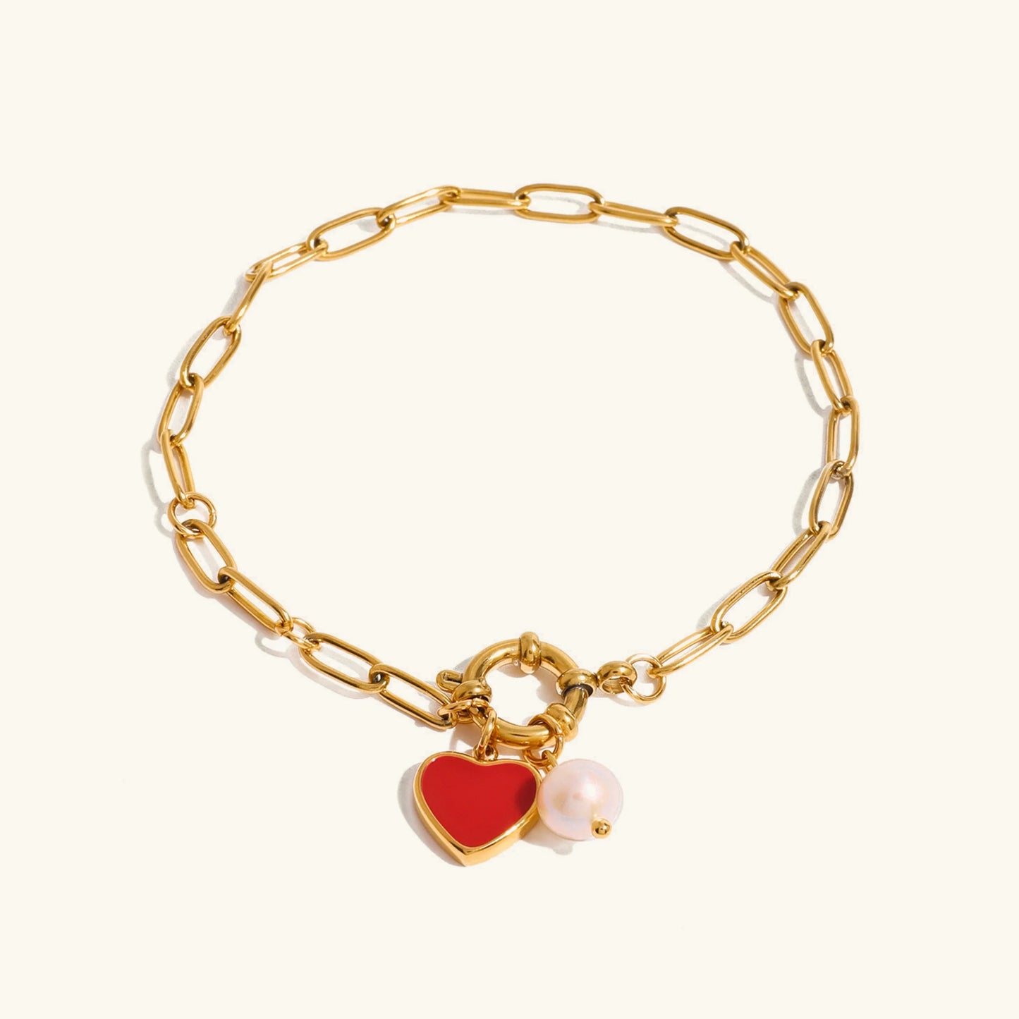 [Raffine]Nerissa Heart Chain Pearl Bracelet